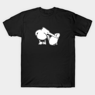 Minimalist art of a funny event with Pelican and Capybara in white ink T-Shirt